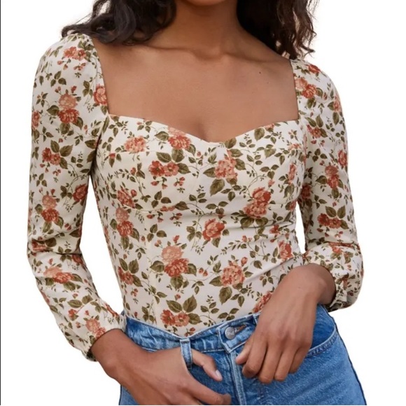 Reformation Womens Size 2 Reign Floral Blouse Top - Picture 1 of 10
